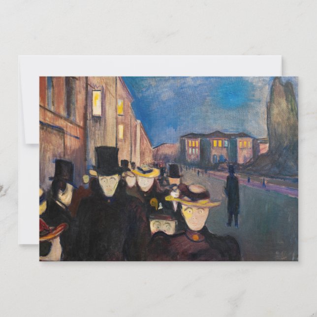 Edvard Munch - Abend auf der Karl Johan Street Dankeskarte (Vorderseite)