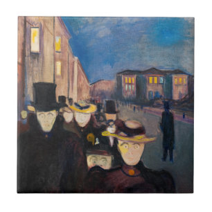 Edvard Munch - Abend auf der Karl Johan Street Fliese