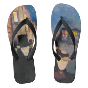 Edvard Munch - Abend auf der Karl Johan Street Flip Flops