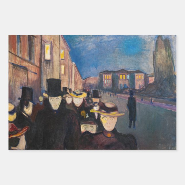 Edvard Munch - Abend auf der Karl Johan Street Geschenkpapier Set (Vorderseite)