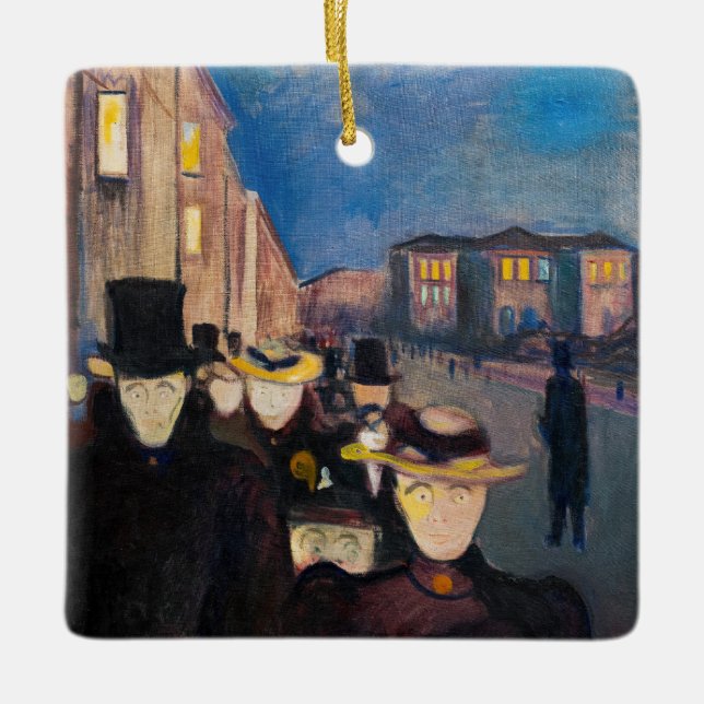 Edvard Munch - Abend auf der Karl Johan Street Keramikornament (Vorderseite)