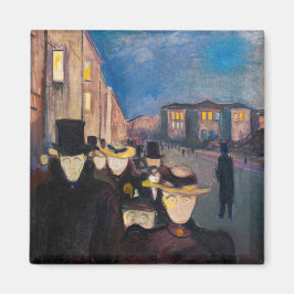 Edvard Munch - Abend auf der Karl Johan Street Magnet