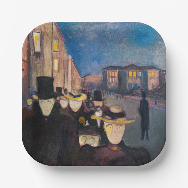 Edvard Munch - Abend auf der Karl Johan Street Pappteller (Vorderseite)
