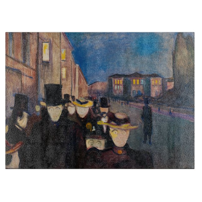 Edvard Munch - Abend auf der Karl Johan Street Schneidebrett (Vorderseite)