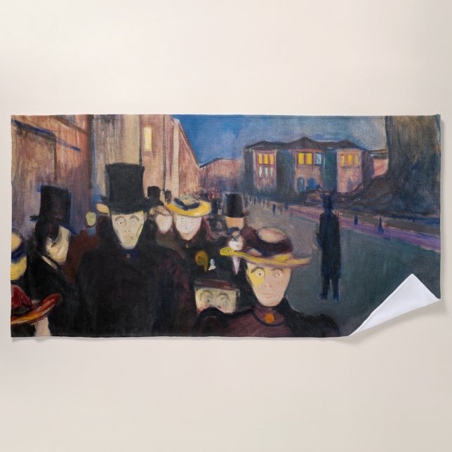 Edvard Munch - Abend auf der Karl Johan Street Strandtuch (Vorderseite)