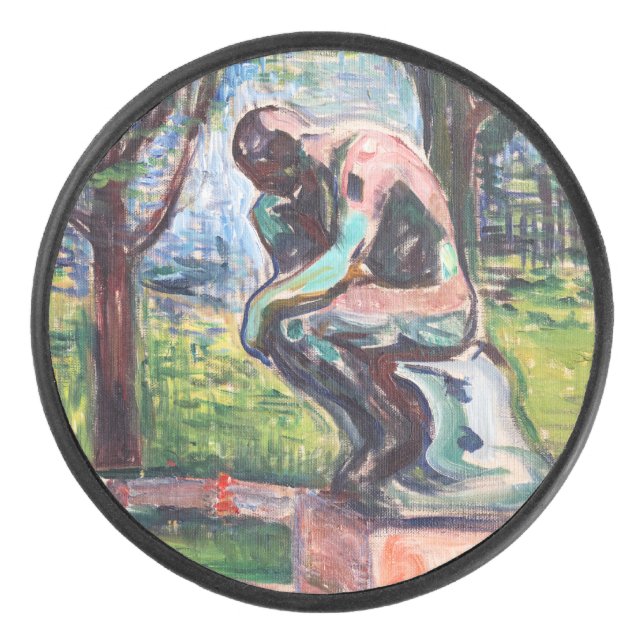 Edvard Munch - Der Denker von Rodin Eishockey Puck (Vorderseite)