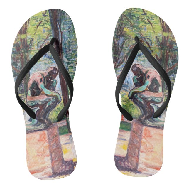 Edvard Munch - Der Denker von Rodin Flip Flops (Fußbett)