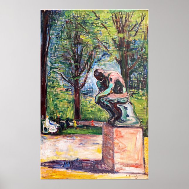 Edvard Munch - Der Denker von Rodin Poster (Vorne)