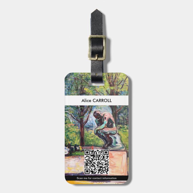 Edvard Munch - Der Denker von Rodin - QR-Code Gepäckanhänger (Vorderseite vertikal)