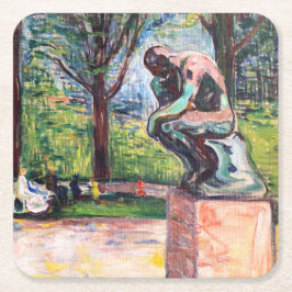 Edvard Munch - Der Denker von Rodin Rechteckiger Pappuntersetzer