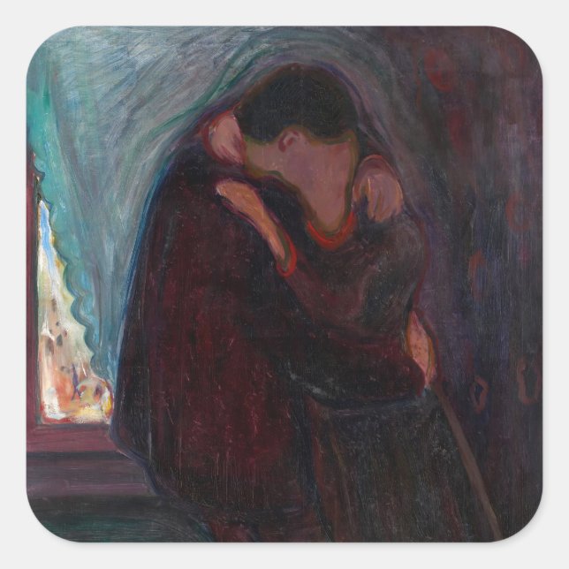 Edvard Munch - Der Kuss Quadratischer Aufkleber (Vorderseite)