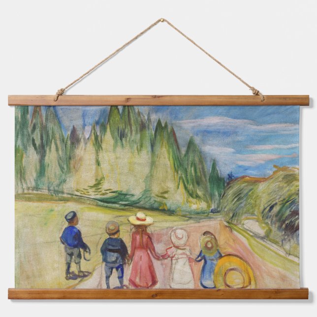 Edvard Munch - Der Märchenwald Wandteppich Mit Holzrahmen (Vorne)
