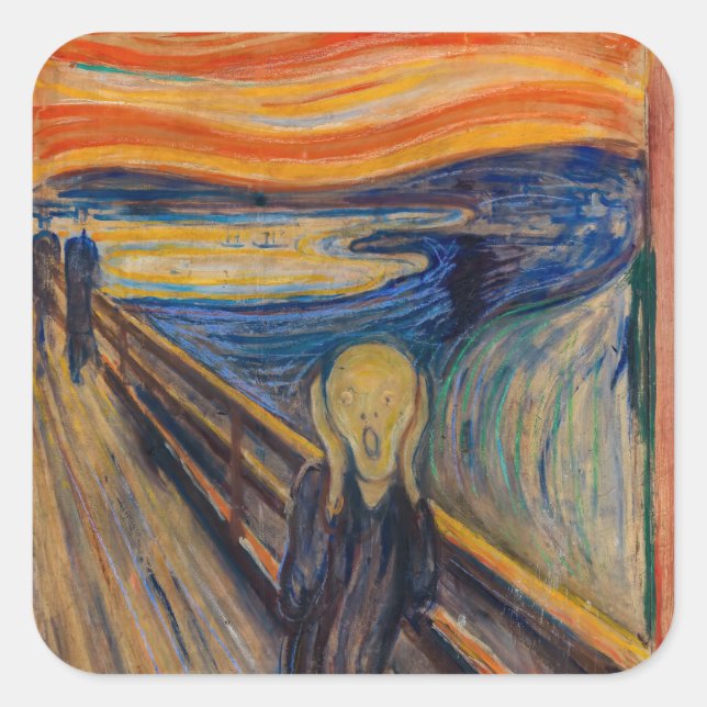 Edvard Munch - Der Schrei 1893 Quadratischer Aufkleber (Vorderseite)