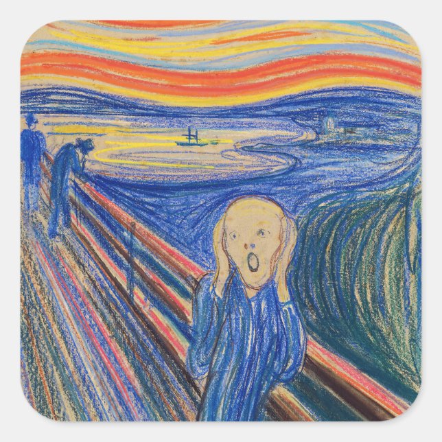 Edvard Munch - Der Schrei 1895 Quadratischer Aufkleber (Vorderseite)