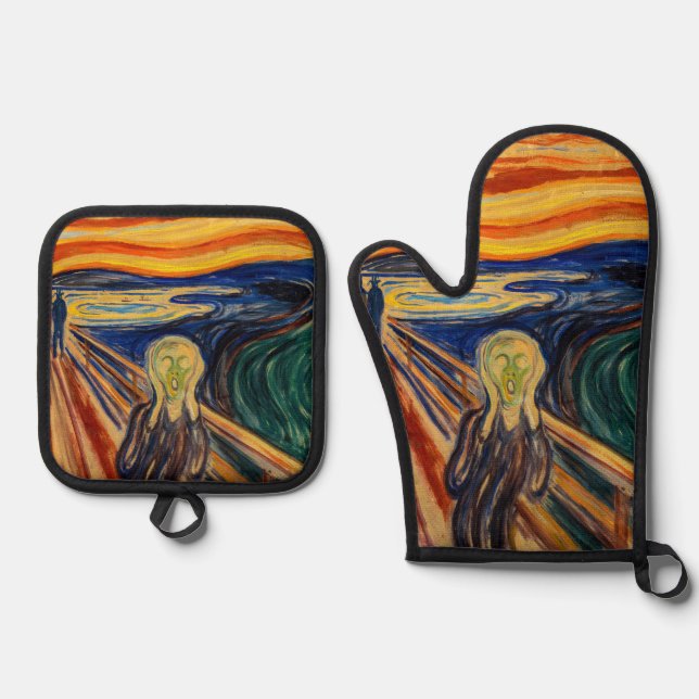 Edvard Munch - Der Schrei 1910 Ofenhandschuh & Topflappen-Set (Vorderseite)
