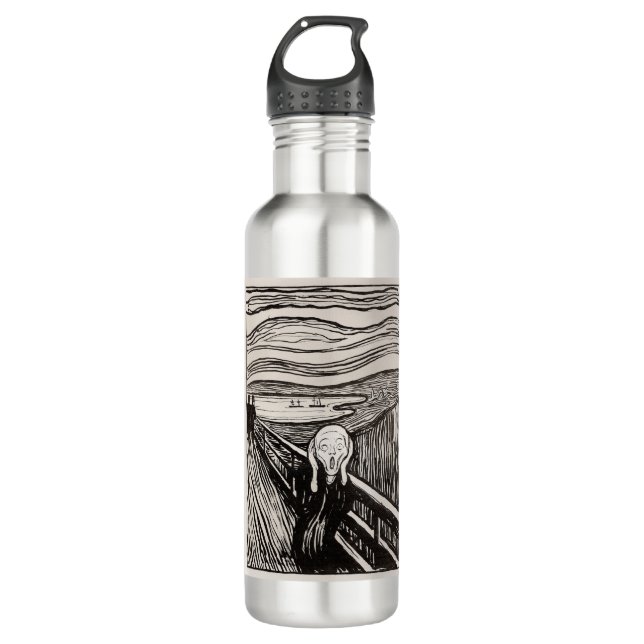 Edvard Munch der Scream Lithograph Print berühmt Edelstahlflasche (Vorderseite)