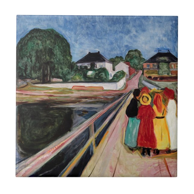 Edvard Munch - Die Mädchen auf der Brücke 1902 Fliese (Vorderseite)