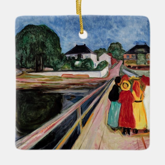 Edvard Munch - Die Mädchen auf der Brücke 1902 Keramikornament (Vorderseite)