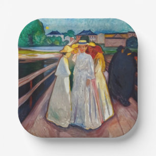 Edvard Munch - Die Mädchen auf der Brücke 1903 Pappteller