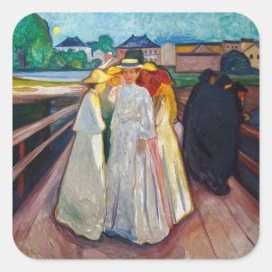 Edvard Munch - Die Mädchen auf der Brücke 1903 Quadratischer Aufkleber