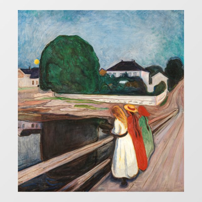 Edvard Munch - Die Mädchen auf der Brücke Fensteraufkleber (Blatt)