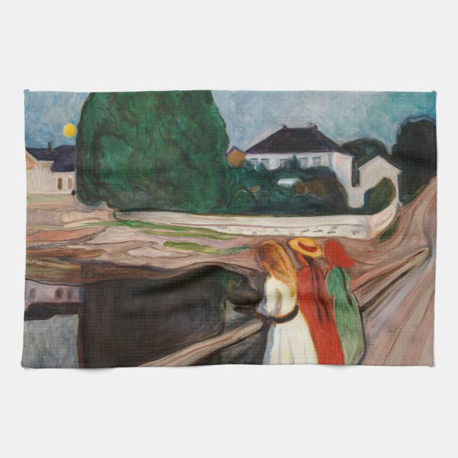 Edvard Munch - Die Mädchen auf der Brücke Geschirrtuch (Horizontal)