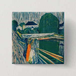 Edvard Munch - Die Mädchen auf der Brücke, Lithogr Button