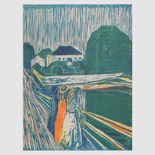Edvard Munch - Die Mädchen auf der Brücke, Lithogr Seidenpapier