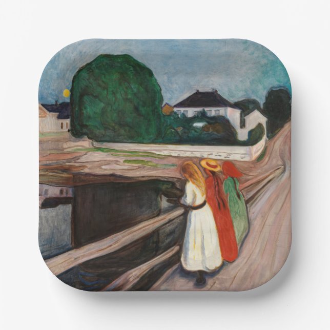 Edvard Munch - Die Mädchen auf der Brücke Pappteller (Vorderseite)