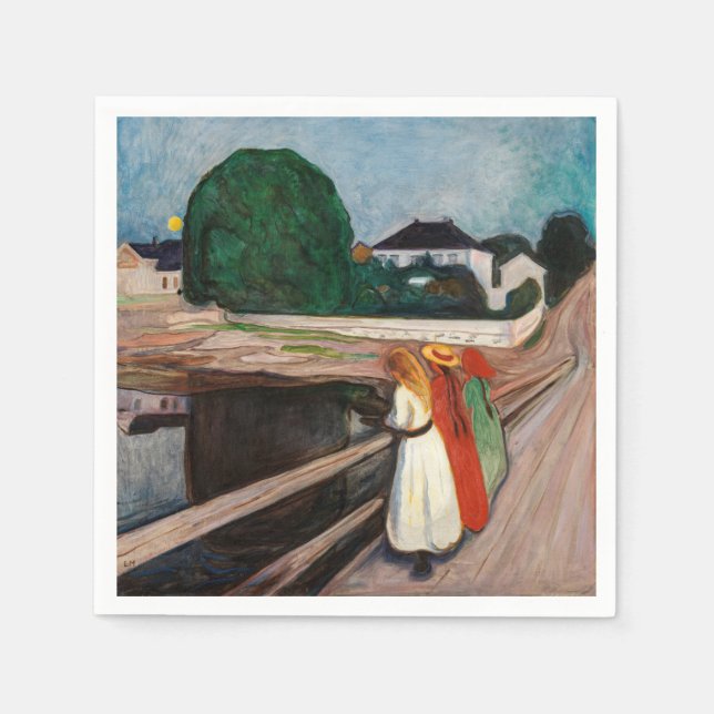 Edvard Munch - Die Mädchen auf der Brücke Serviette (Vorderseite)