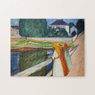 Edvard Munch - Die Mädchen auf der Brücke Weiße Na Puzzle