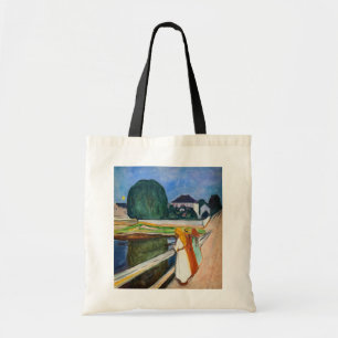 Edvard Munch - Die Mädchen auf der Brücke Weiße Na Tragetasche