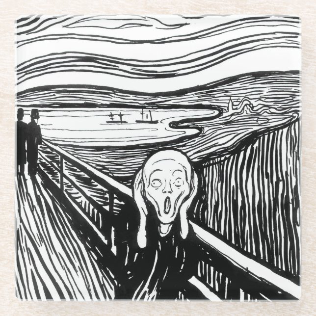 Edvard Munch - Die schreiende Lithografie Glasuntersetzer (Vorderseite)