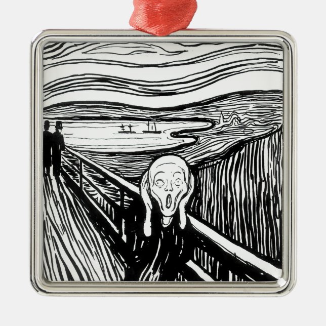 Edvard Munch - Die schreiende Lithografie Ornament Aus Metall (Vorne)