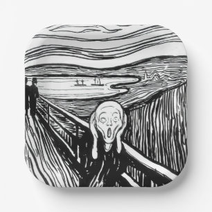 Edvard Munch - Die schreiende Lithografie Pappteller