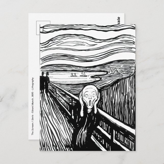 Edvard Munch - Die schreiende Lithografie Postkarte (Vorne/Hinten)