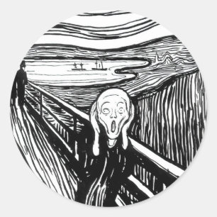 Edvard Munch - Die schreiende Lithografie Runder Aufkleber