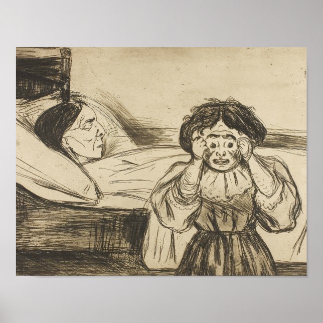 Edvard Munch - Die Tote Mutter und ihr Kind Poster (Vorne)