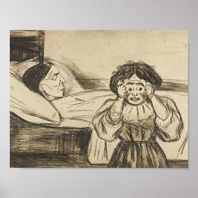 Edvard Munch - Die Tote Mutter und ihr Kind Poster (Vorne)