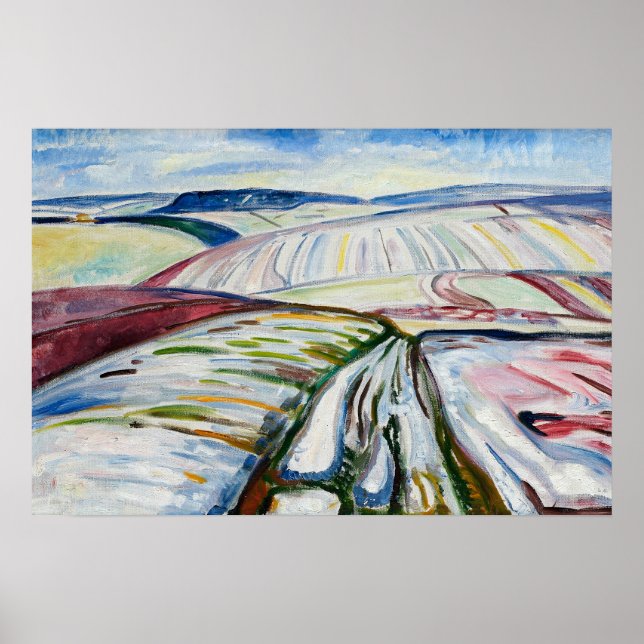 Edvard Munch Field in Snow (1907) Berühmte Malerei Poster (Vorne)