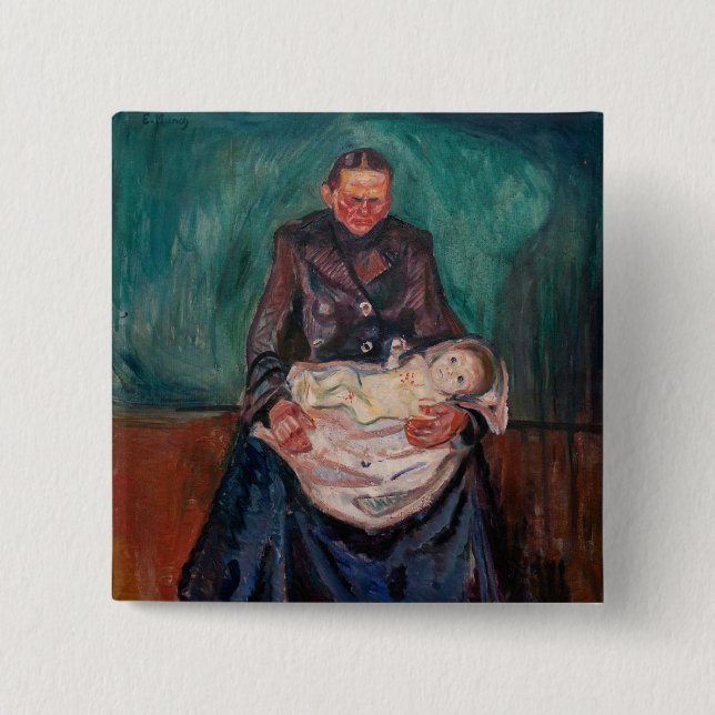 Edvard Munch - Frau mit krankem Kind, Erbschaft Button (Vorderseite)