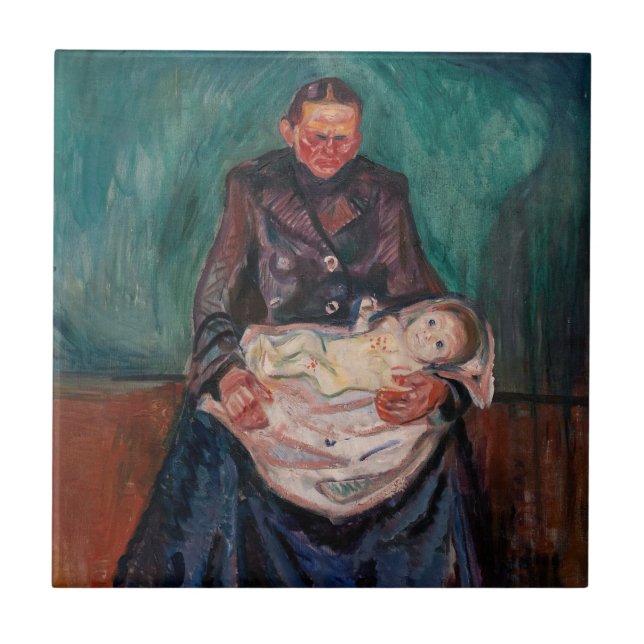 Edvard Munch - Frau mit kranken Kindern, Erbschaft Fliese (Vorderseite)