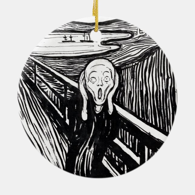 Edvard Munch Illustration der Schrei Keramik Ornament (Hinten)