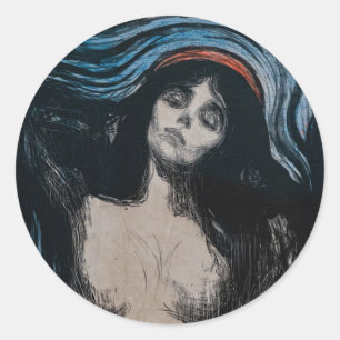 Edvard Munch - Madonna Lithographie Runder Aufkleber