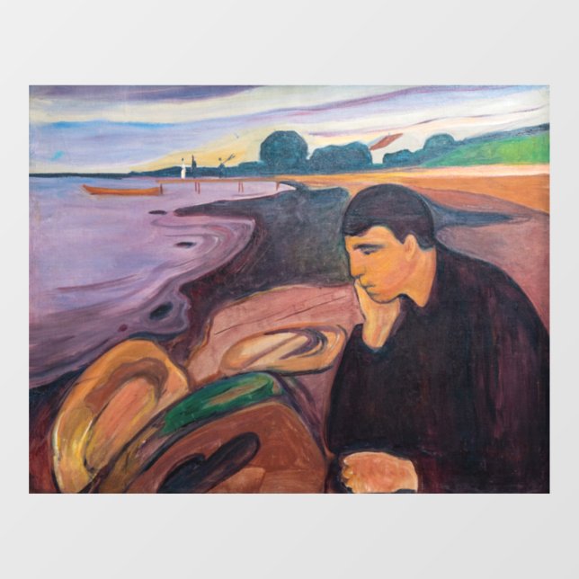 Edvard Munch - Melancholy 1894 Fensteraufkleber (Blatt)