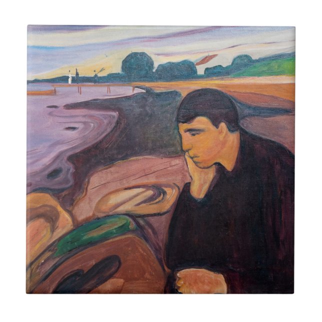 Edvard Munch - Melancholy 1894 Fliese (Vorderseite)