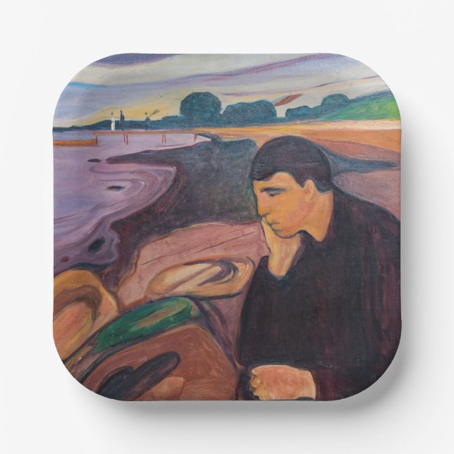 Edvard Munch - Melancholy 1894 Pappteller (Vorderseite)