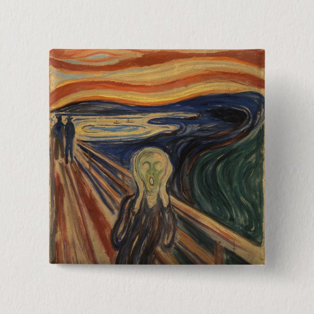 Edvard Munch Painting the Scream (Skrik) 1910 Button (Vorderseite)