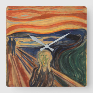 Edvard Munch Painting the Scream (Skrik) 1910 Quadratische Wanduhr