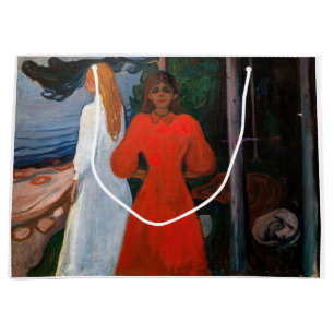 Edvard Munch - rot und weiß Große Geschenktüte